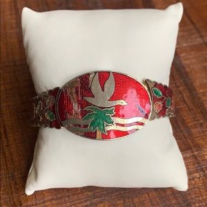 Red Vintage Hinged Bracelet